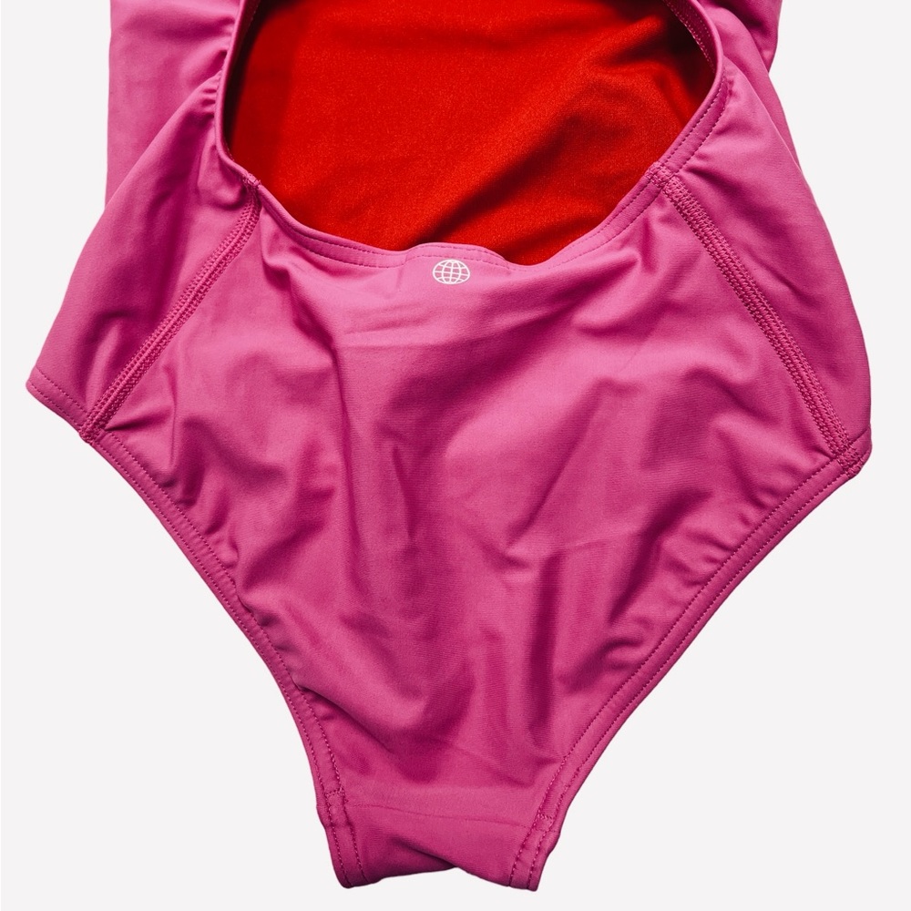 Adidas Girls Athletic Swimsuit Racerback One-piece Fuchsia/Scarlet Size XL - Picture 8 of 9